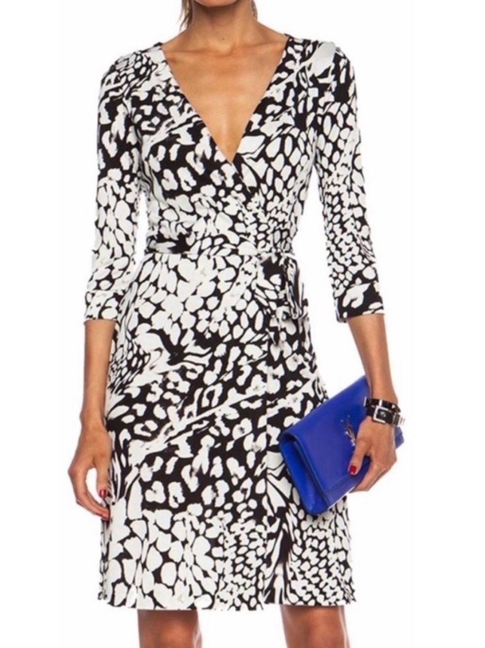 DVF Julian Two Animal Print Silk Wrap Dress 6